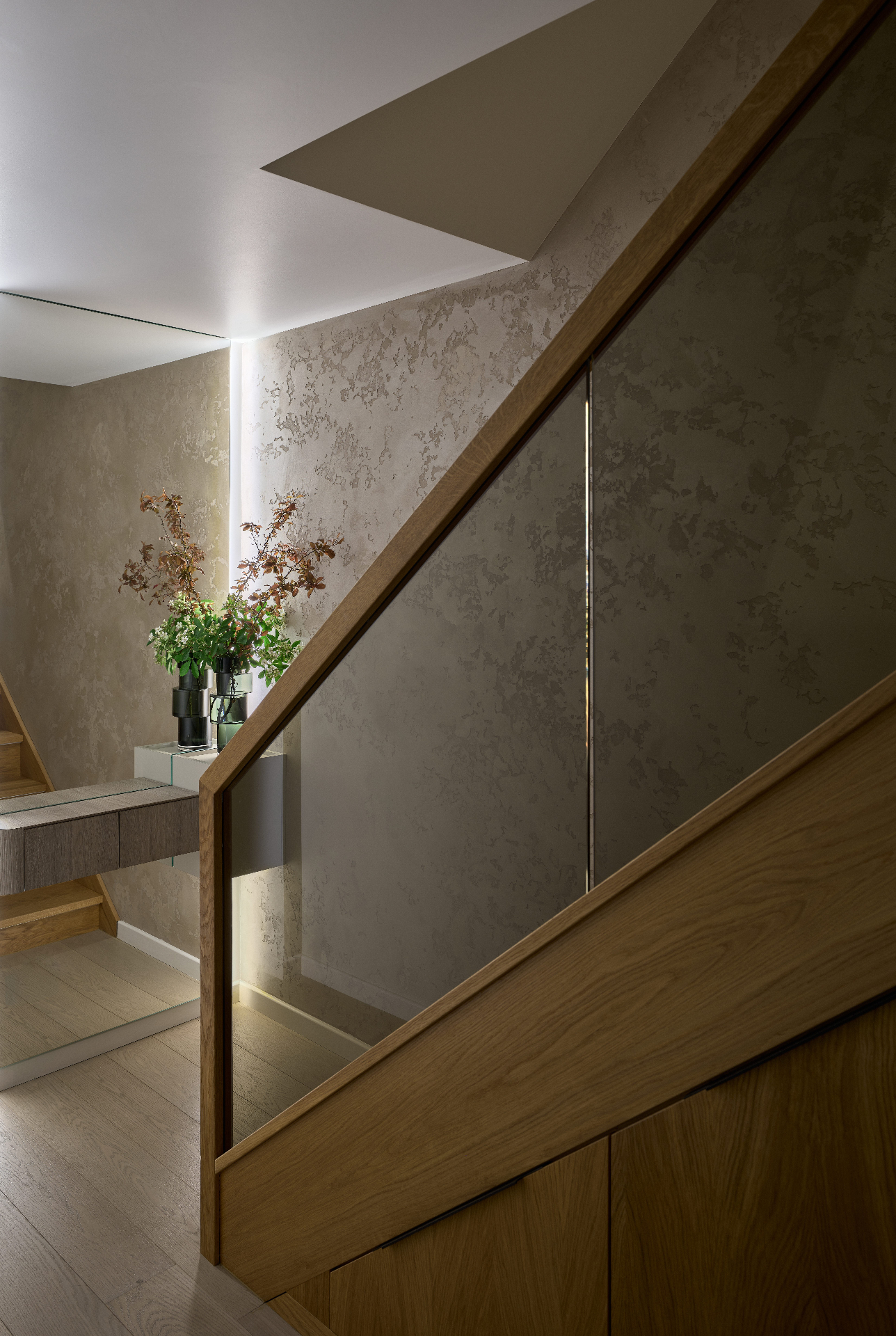 Stone & Oak Bath — contemporary bathroom with fluted oak vanity and grey quartz basin by Studio 32 — image 26